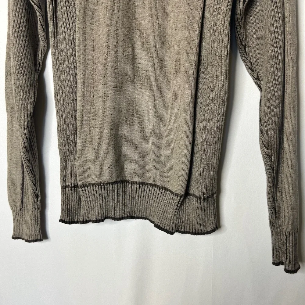 BKE Mens Large Quarter Zip Pullover‎ Sweater Ribbed Knit Brown Cotton Blend Y2K